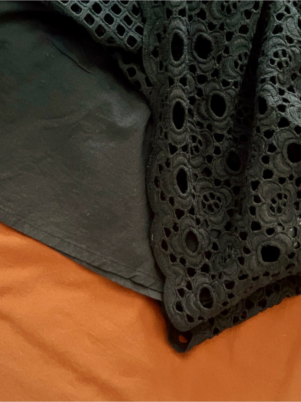 AllSaints Black Eyelet Tiered A-Line Skirt - Picture 4 of 6